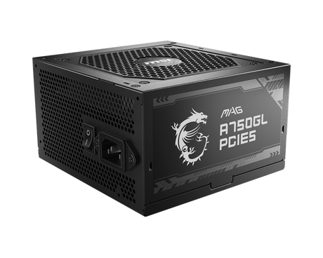 MSI MAG A750GL PCIE5 750W 80 Gold Full Modular ATX 3.1 PCIe 5.1 16-pin 450W 120mm FDB Fan