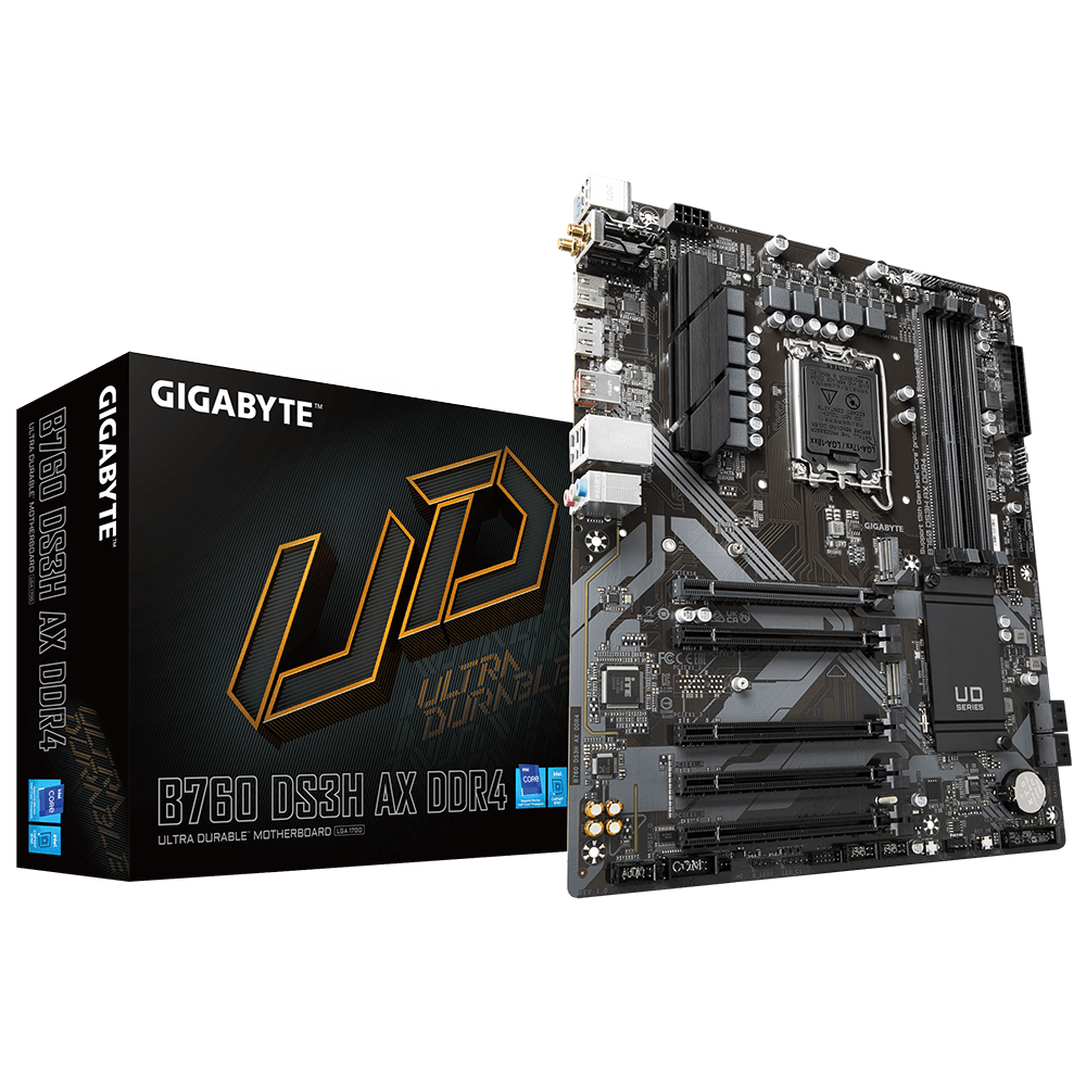 Gigabyte B760 DS3H AX DDR4 Supports Intel Core 14th CPUs 8+2+1 Phases Digital VRM DDR4 (OC) 2xPCIe 4.0 M.2, Wi-Fi 6E, GbE LAN, USB 3.2 Gen 2