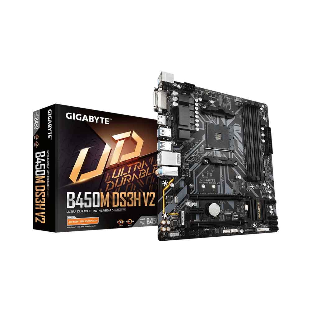 لوحة أم Gigabyte B450M DS3H V2 فائقة التحمل AM4 Micro ATX تدعم معالجات AMD B450 DDR4 من AMD Athlon