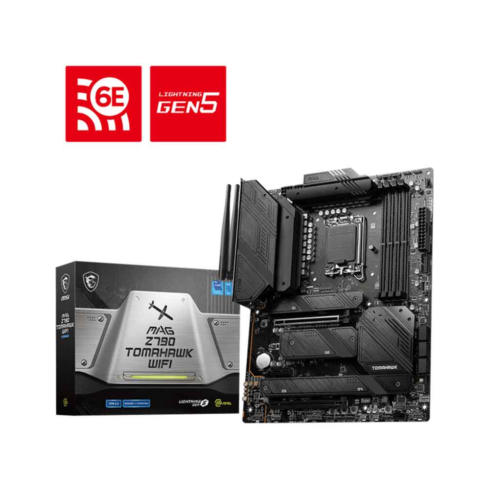لوحة أم للألعاب MSI MAG Z790 Tomahawk WiFi (تدعم معالجات Intel من الجيل الثاني عشر والثالث عشر والرابع عشر، LGA 1700، DDR5، PCIe 5.0، M.2، شبكة LAN بسرعة 2.5 جيجابت في الثانية، USB 3.2 من الجيل الثاني، Wi-Fi 6E، ATX)