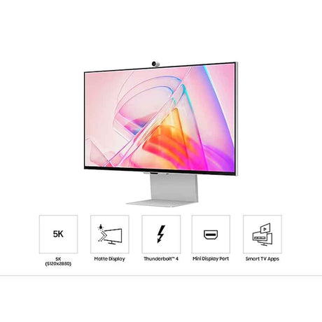 شاشة SAMSUNG ViewFinity S9 S90PC مقاس 27 بوصة بدقة 5K QLED IPS وتردد 60 هرتز ووقت استجابة 5 مللي ثانية وكاميرا Slimfit وواي فاي ومكبرات صوت بلوتوث وتطبيقات ذكية