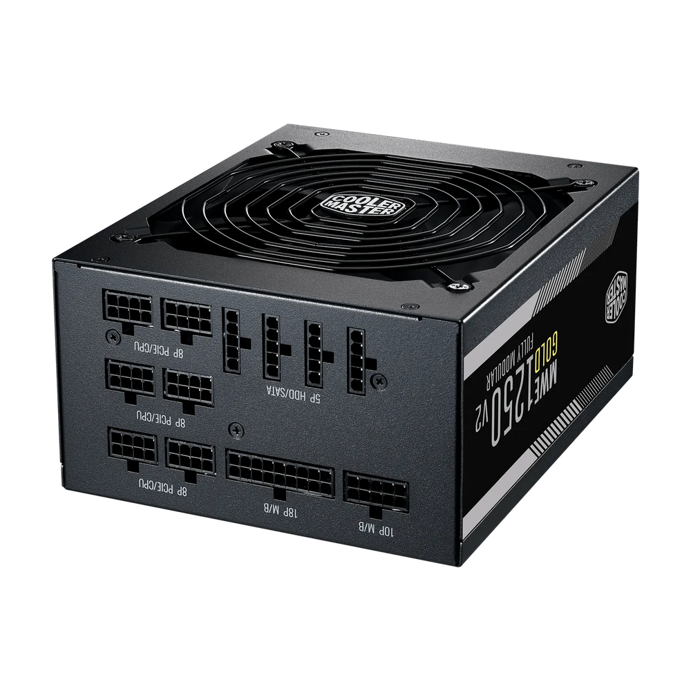 Cooler Master MWE Gold 1250 V2 ATX 3.0 80 PLUS Gold Flat Black Cabling 140mm FDB Fan High-Temperature Threshold