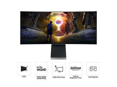 شاشة سامسونج Odyssey OLED G8 (G85SD) كيرف 34 بوصة – شاشة ألعاب UWQHD 175Hz