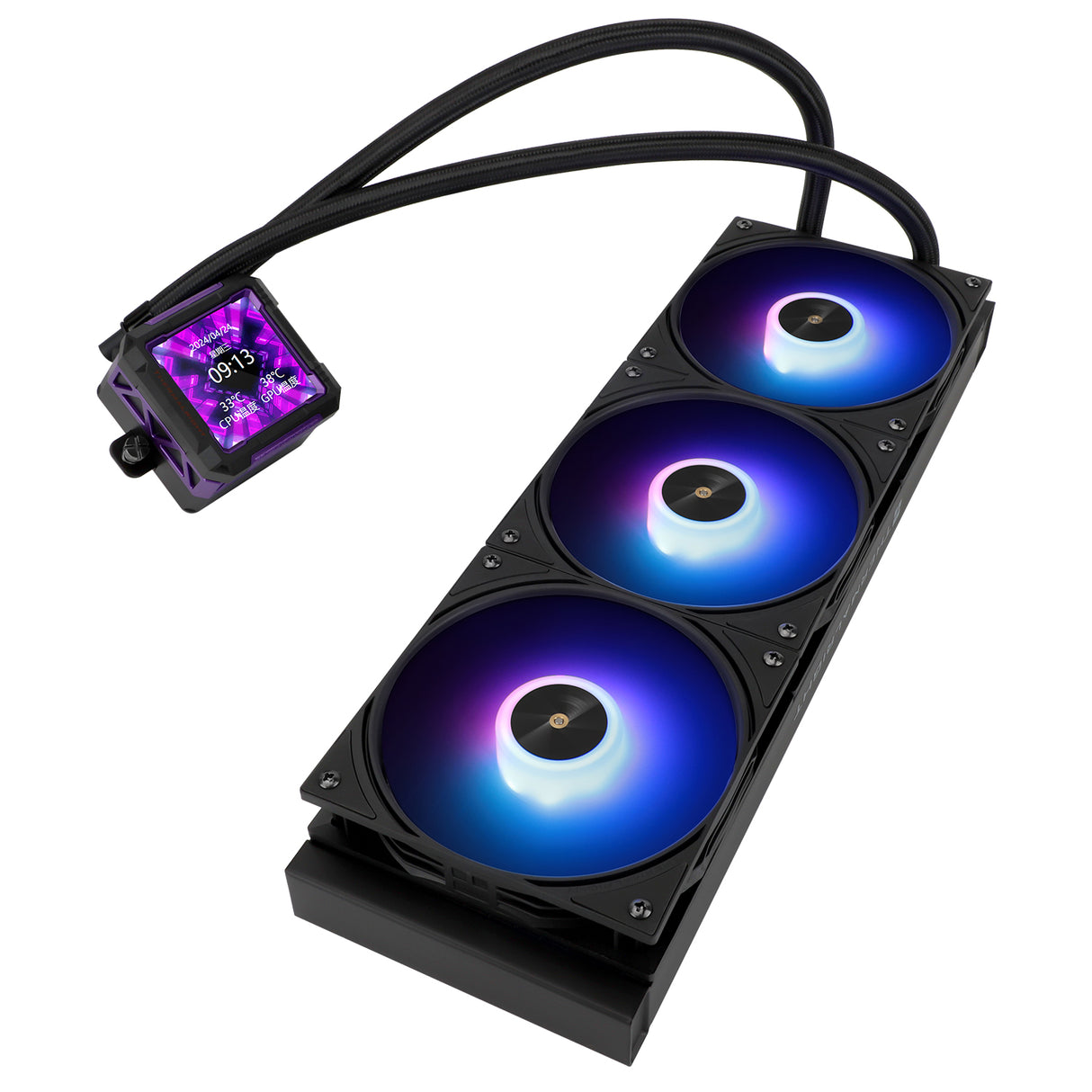 مبرد سائل وحدة المعالجة المركزية Thermalright Hydro Cooling Frozen Warframe PRO 360 BLACK ARGB Black-360mm AIO، شاشة IPS LCD بدقة 320 * 320، متوافق مع AM4/AM5/Intel LGA1700/1851، شاشة LCD ماصة للمغناطيس مقاس 2.73 بوصة للصور