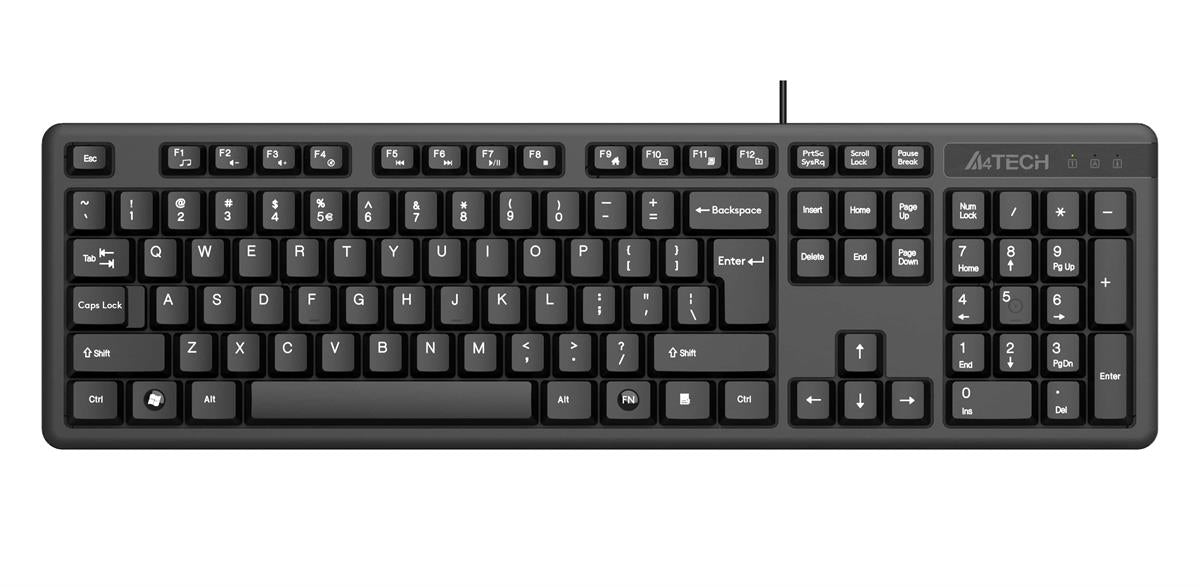 A4Tech KKS-3 Multimedia FN Keyboard - Ergonomic Wired USB with Splash-Proof Design