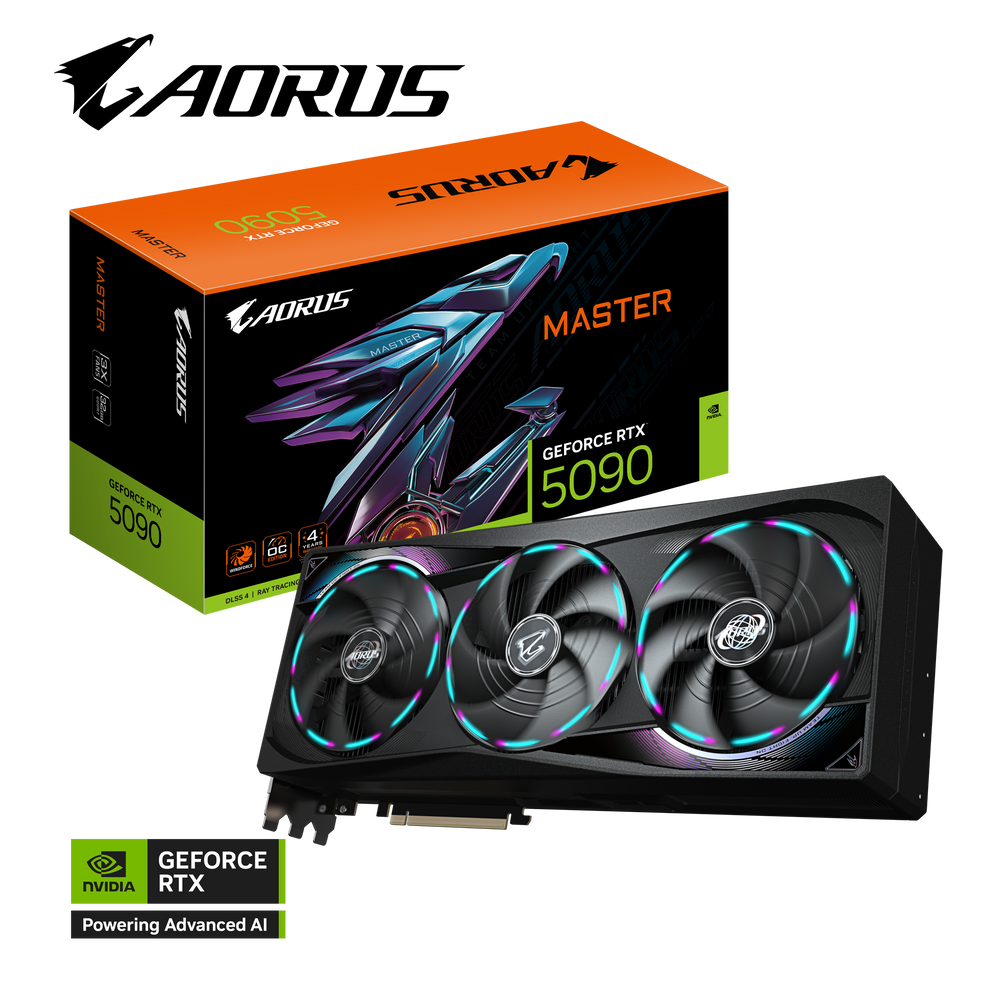 كارت شاشة GIGABYTE AORUS RTX 5090 MASTER 32G – قوة الجيل القادم للألعاب والابتكار
