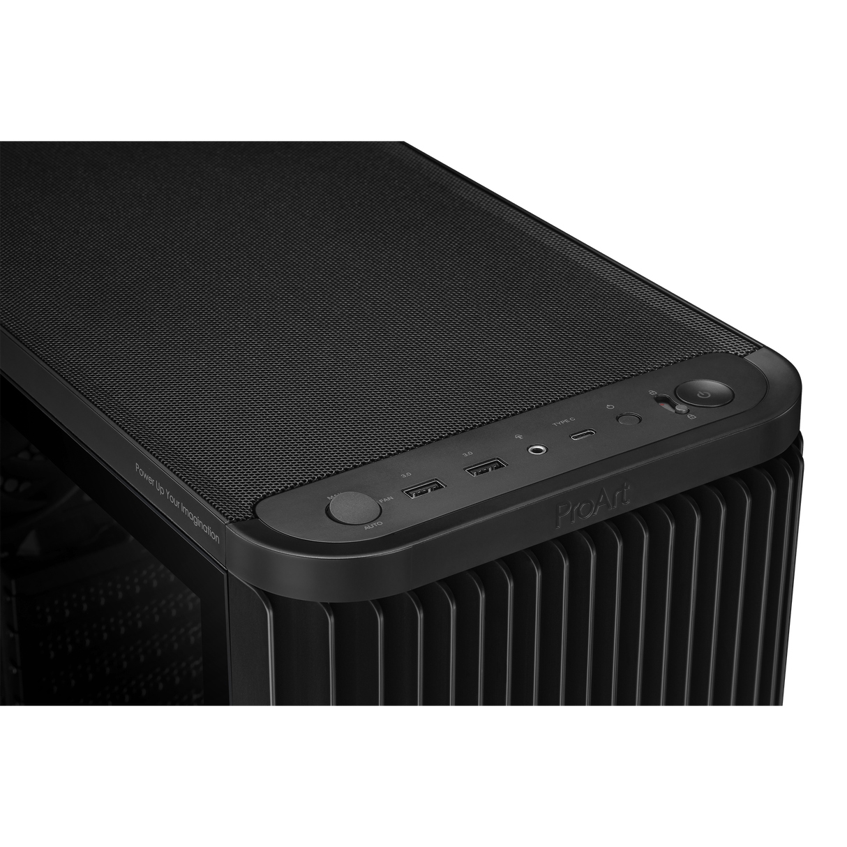 ASUS ProArt PA401: High-Airflow Mid-Tower Case with Wooden Front and Tempered Glass in Black