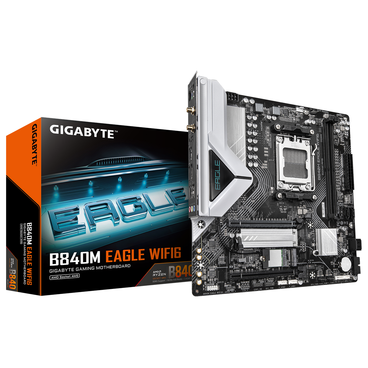GIGABYTE B840M EAGLE WIFI6 –AM5 Micro-ATX DDR5 Motherboard,PCIe 4.0,Wi-Fi 6