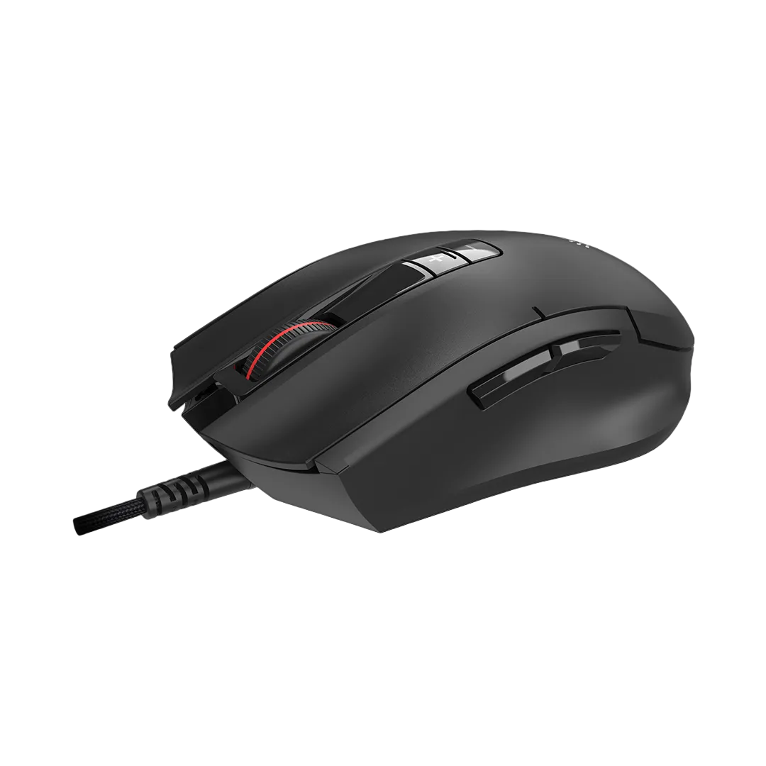 Black gaming mouse on a transparent background