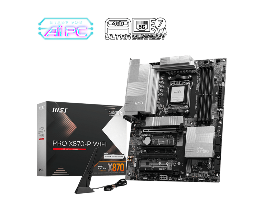 MSI PRO X870-P WiFi 7 Motherboard (AMD Ryzen 9000/8000/7000 Series Processors, AM5, DDR5, PCIe 5.0, M.2 Gen5, HDMI/DP, Bluetooth 5.4, ATX)