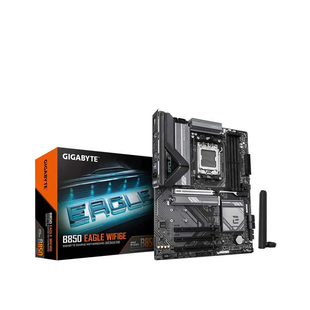 لوحة أم GIGABYTE B850 Eagle WIFI6E AMD AM5 LGA 1718، ATX، DDR5، 3X M.2، PCIe 5.0، USB-C