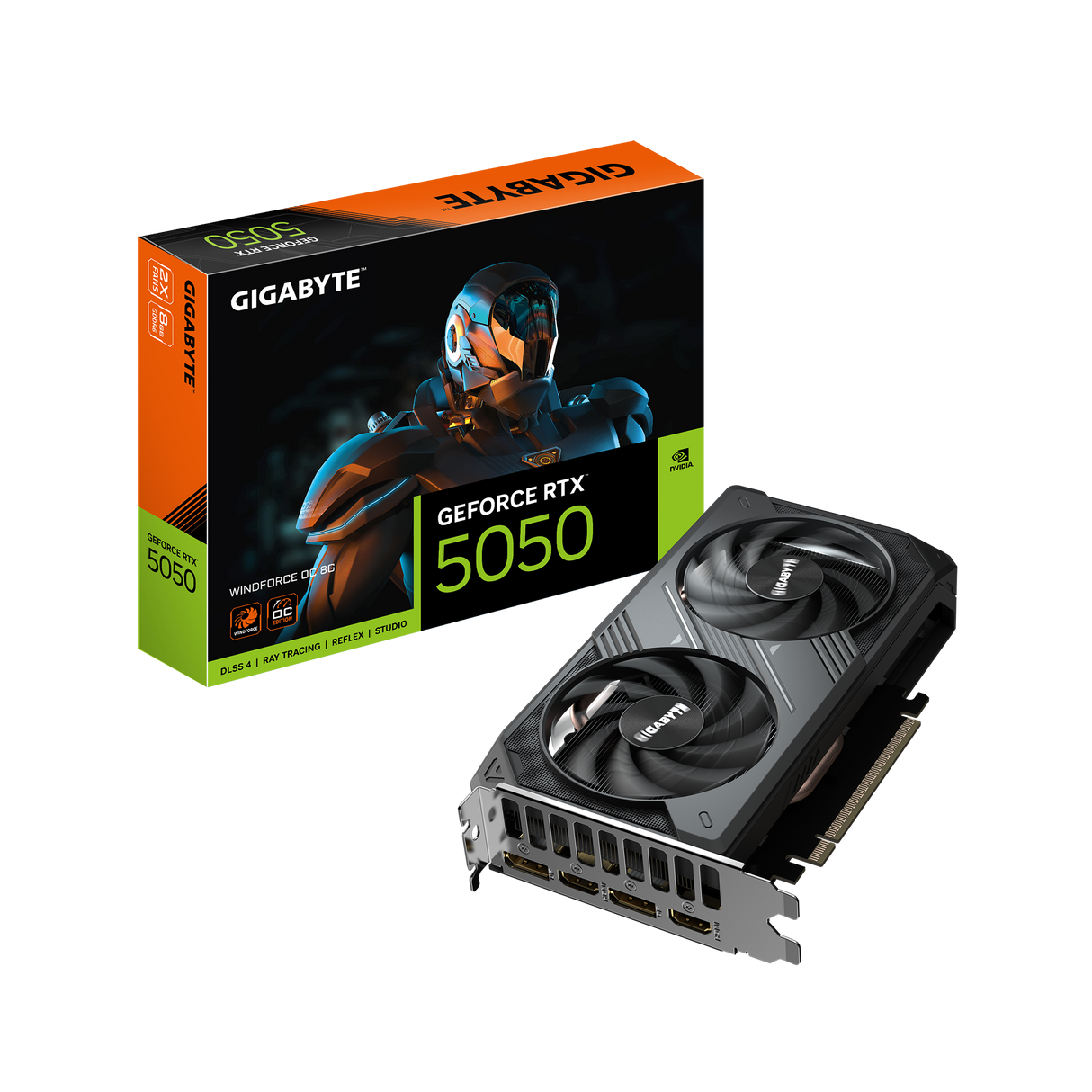 GIGABYTE GeForce RTX 5050 WINDFORCE OC 8G high performance graphics card with WINDFORCE cooling