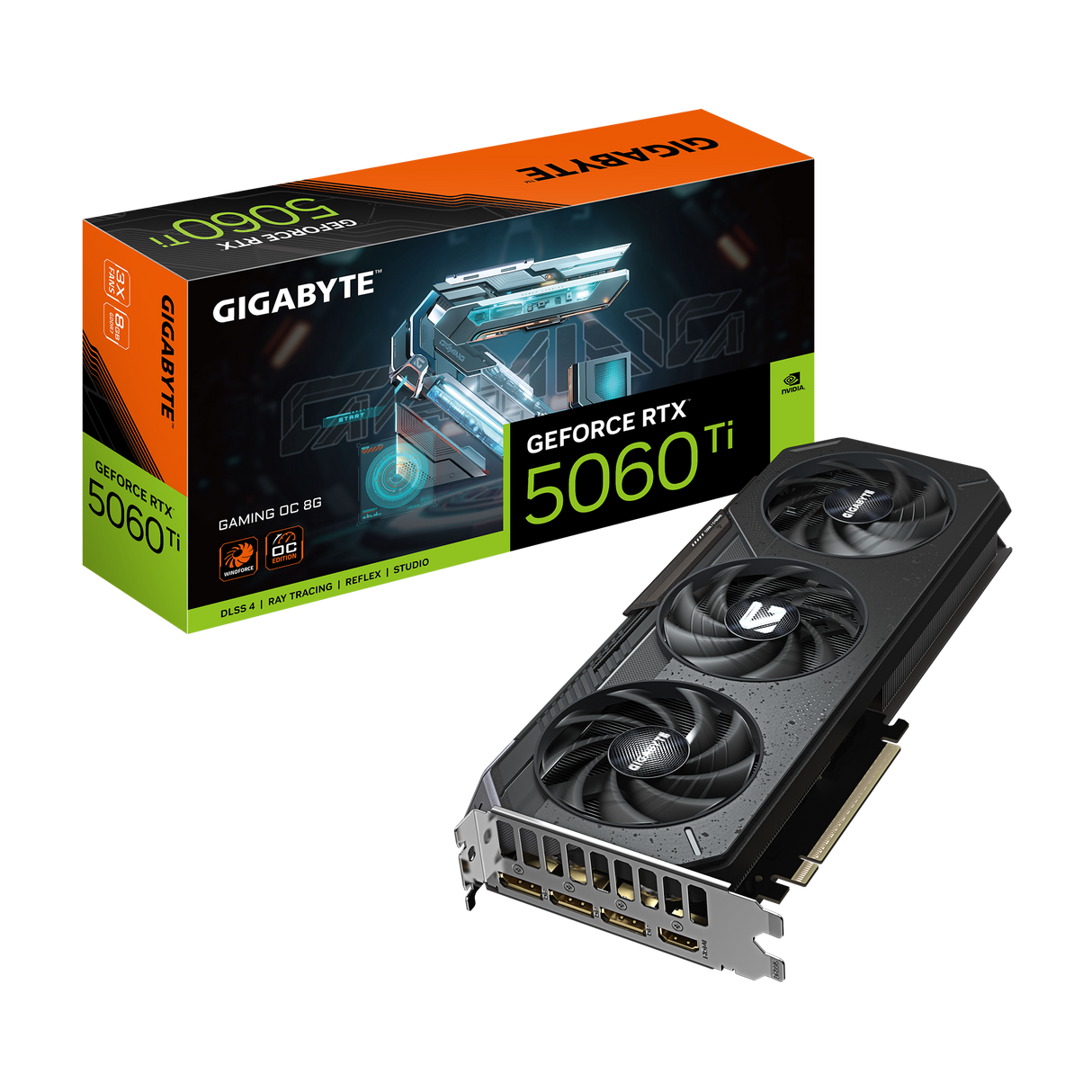 Gigabyte GeForce RTX 5060 Ti GAMING OC 8G – 8GB GDDR7، PCIe 5.0، 3x DP 2.1b + 1x HDMI 2.1b، 1x 8-Pin، طول 281 مم.