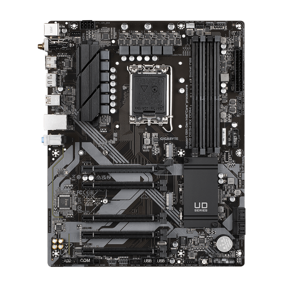 Gigabyte B760 DS3H AX DDR4 Supports Intel Core 14th CPUs 8+2+1 Phases Digital VRM DDR4 (OC) 2xPCIe 4.0 M.2, Wi-Fi 6E, GbE LAN, USB 3.2 Gen 2