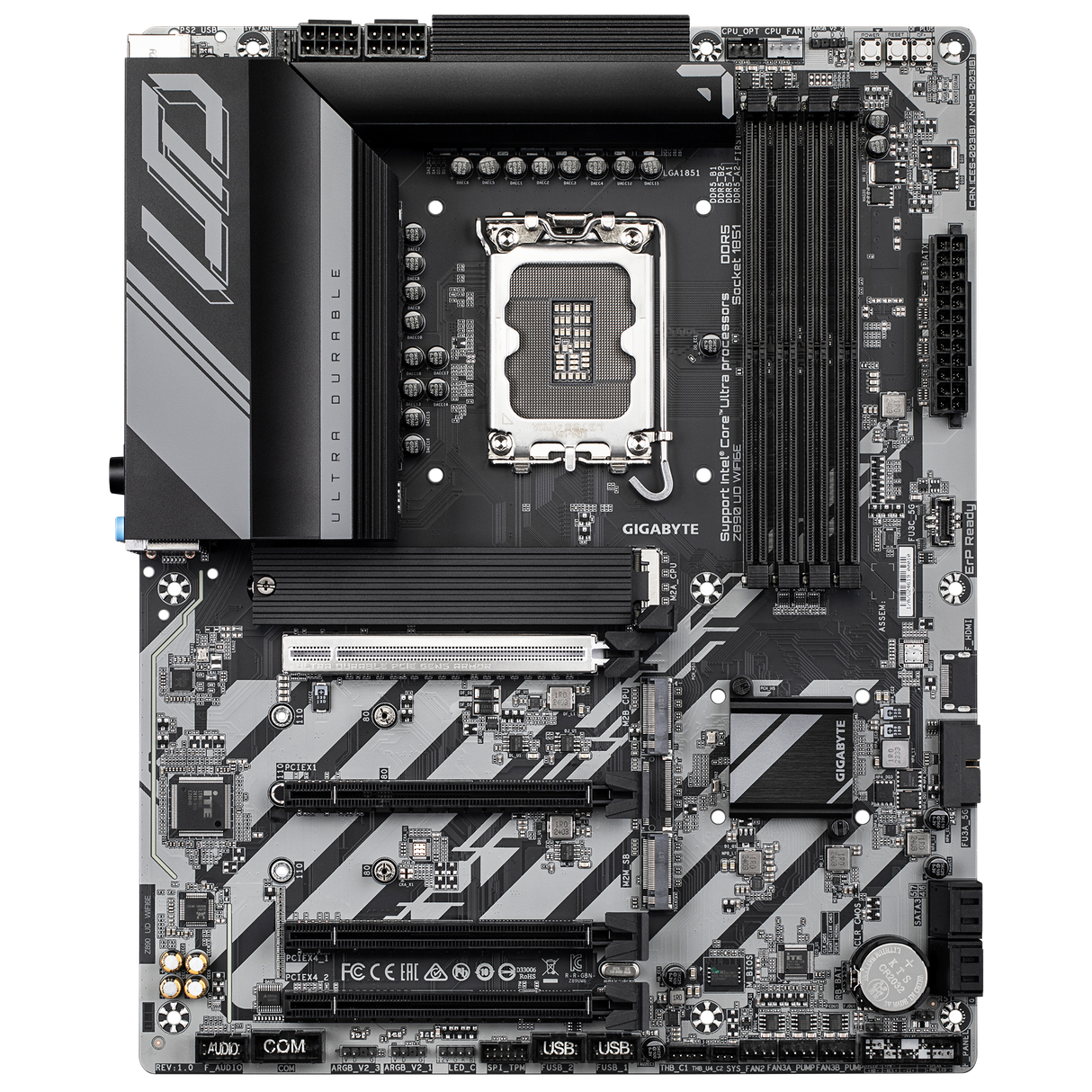 Gigabyte motherboard on a white background
