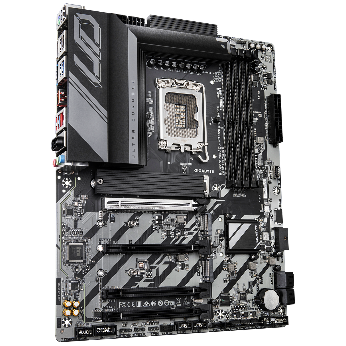 Gigabyte motherboard on a white background