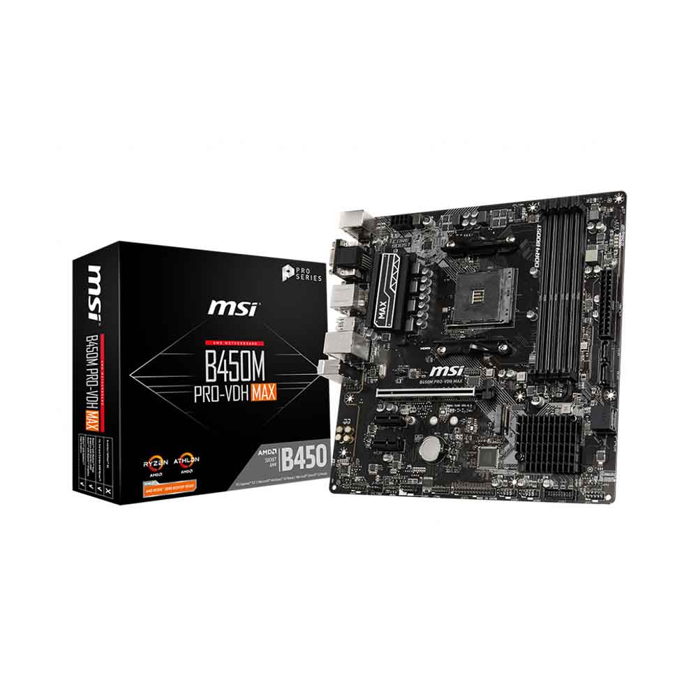 MSI B450M PRO-VDH Max AM4 M.2 USB 3 DDR4 D-Sub DVI HDMI micro-ATX Motherboard