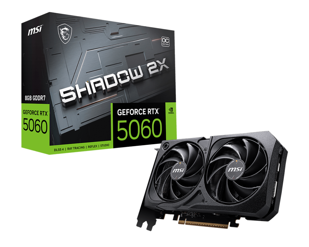 MSI GeForce RTX 5060 8GB SHADOW 2X OC: Blackwell Architecture Graphics Card with DLSS 4