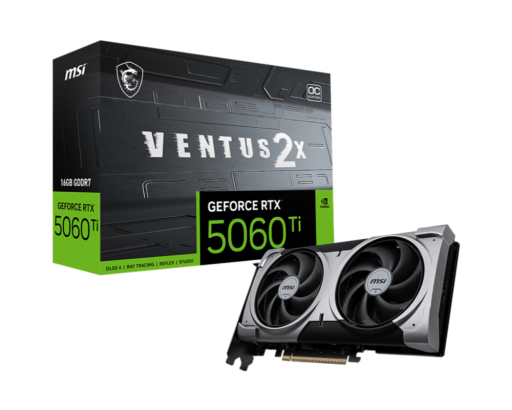 MSI GeForce RTX 5060 Ti 16G VENTUS 2X OC PLUS Graphics Card | Next-Gen Performance in Compact Form