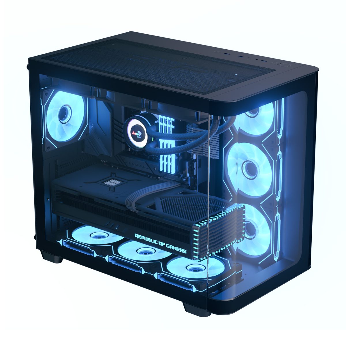 AeroCool P500C Mid-Tower PC Case (Black/White) with Aero 750W 80+ Bronze