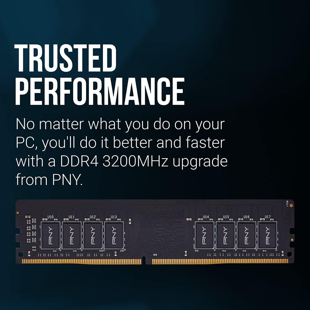 PNY 16GB DDR4 DRAM 3200MHz CL22 (Compatible with 2666MHz, 2400MHz or 2133MHz)