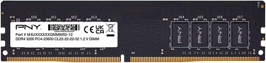 PNY 16GB DDR4 DRAM 3200MHz CL22 (Compatible with 2666MHz, 2400MHz or 2133MHz)