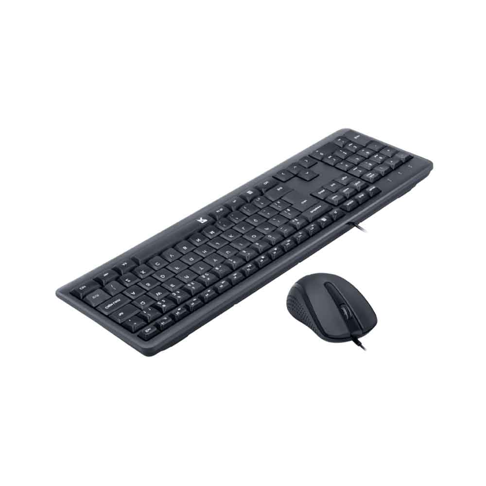 Black keyboard and mouse set on a white background