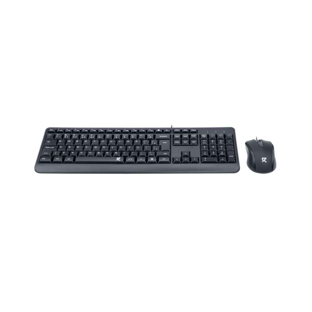 Black keyboard and mouse set on a white background