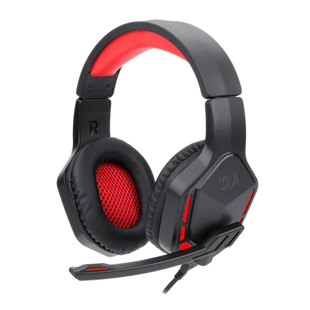Redragon H220 THEMIS Wired Gaming Headset Stereo Surround-Sound, Noise Cancelling Over-Ear Headphones with Mic Volume Control Red LED Light