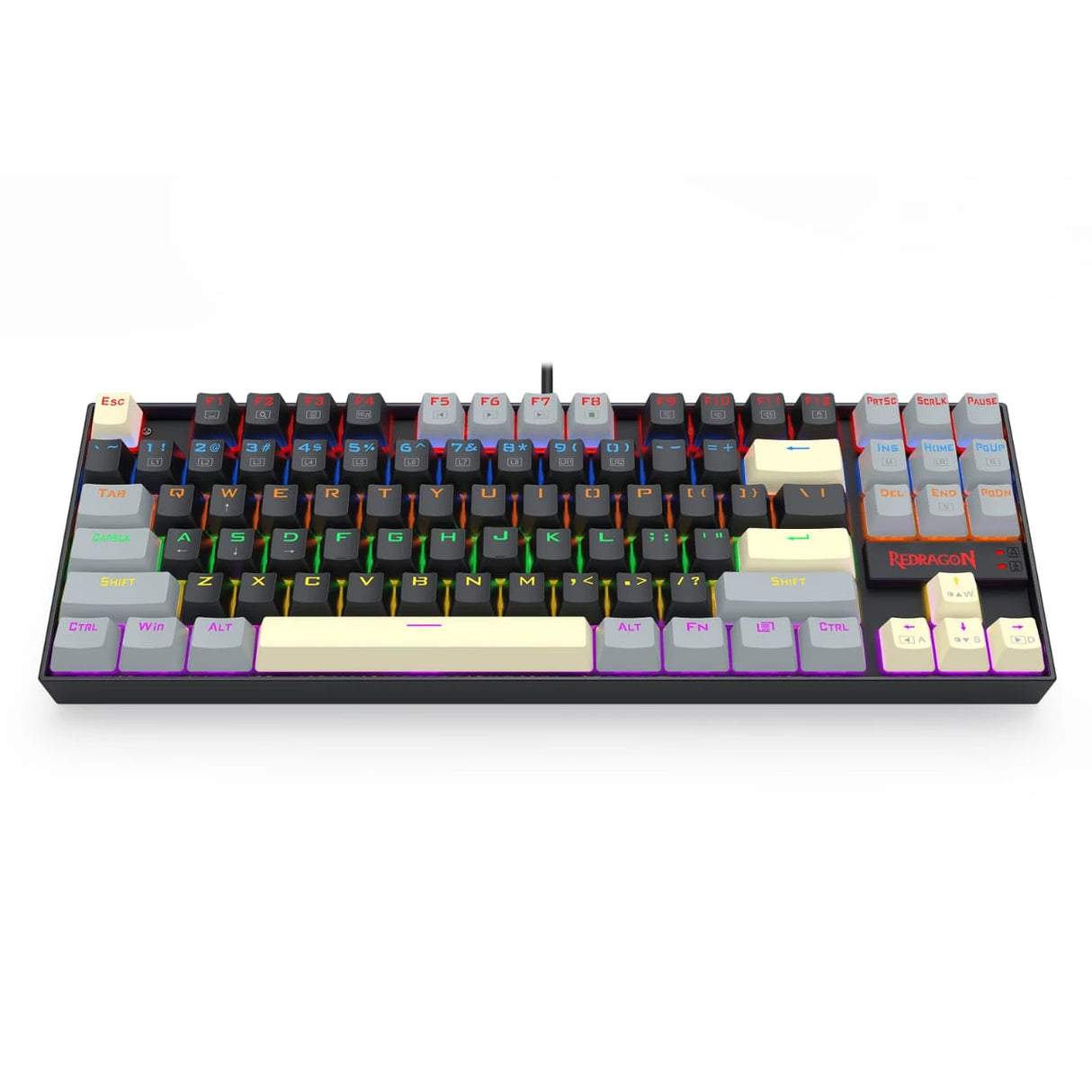Redragon K552LGY-R KUMARA Wired Rainbow Mechanical Gaming Keyboard with High-precision machinery manufacture, Double injection keycaps
