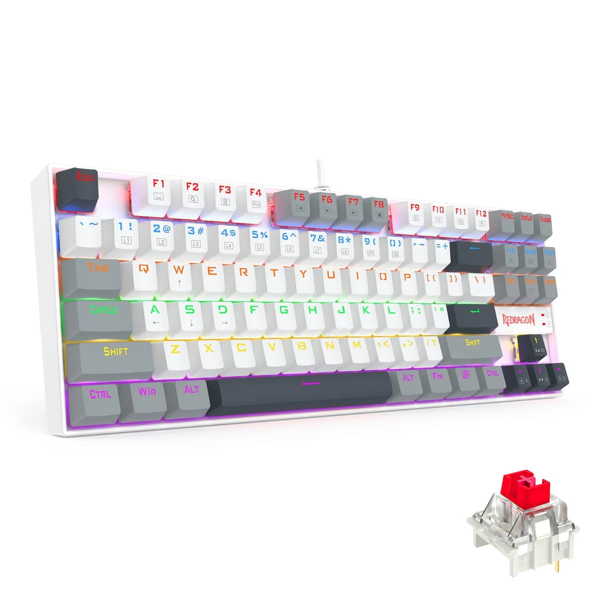 Redragon K552WGL-R KUMARA Mechanical Gaming Keyboard – Red Switches – Rainbow LED