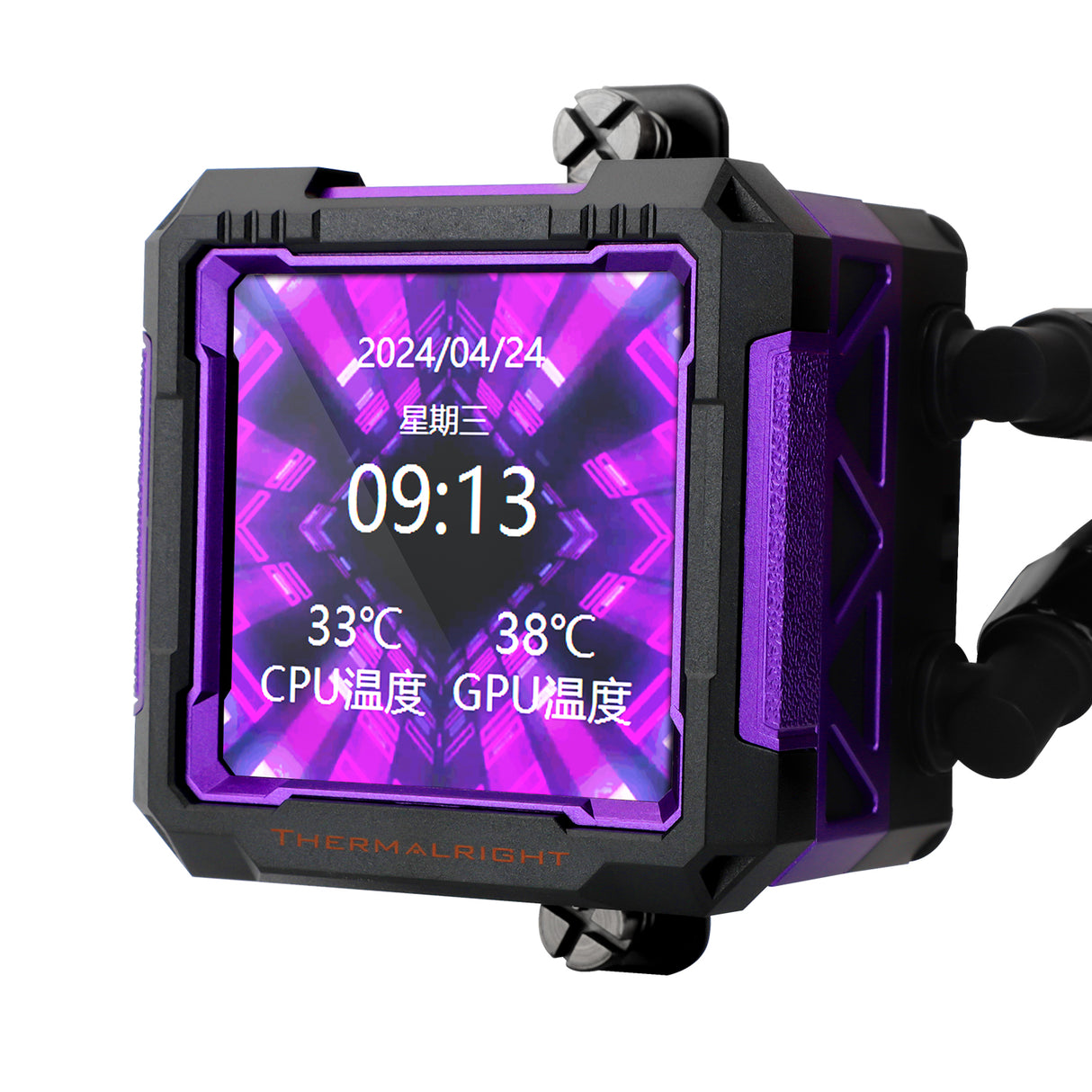 مبرد سائل وحدة المعالجة المركزية Thermalright Hydro Cooling Frozen Warframe PRO 360 BLACK ARGB Black-360mm AIO، شاشة IPS LCD بدقة 320 * 320، متوافق مع AM4/AM5/Intel LGA1700/1851، شاشة LCD ماصة للمغناطيس مقاس 2.73 بوصة للصور