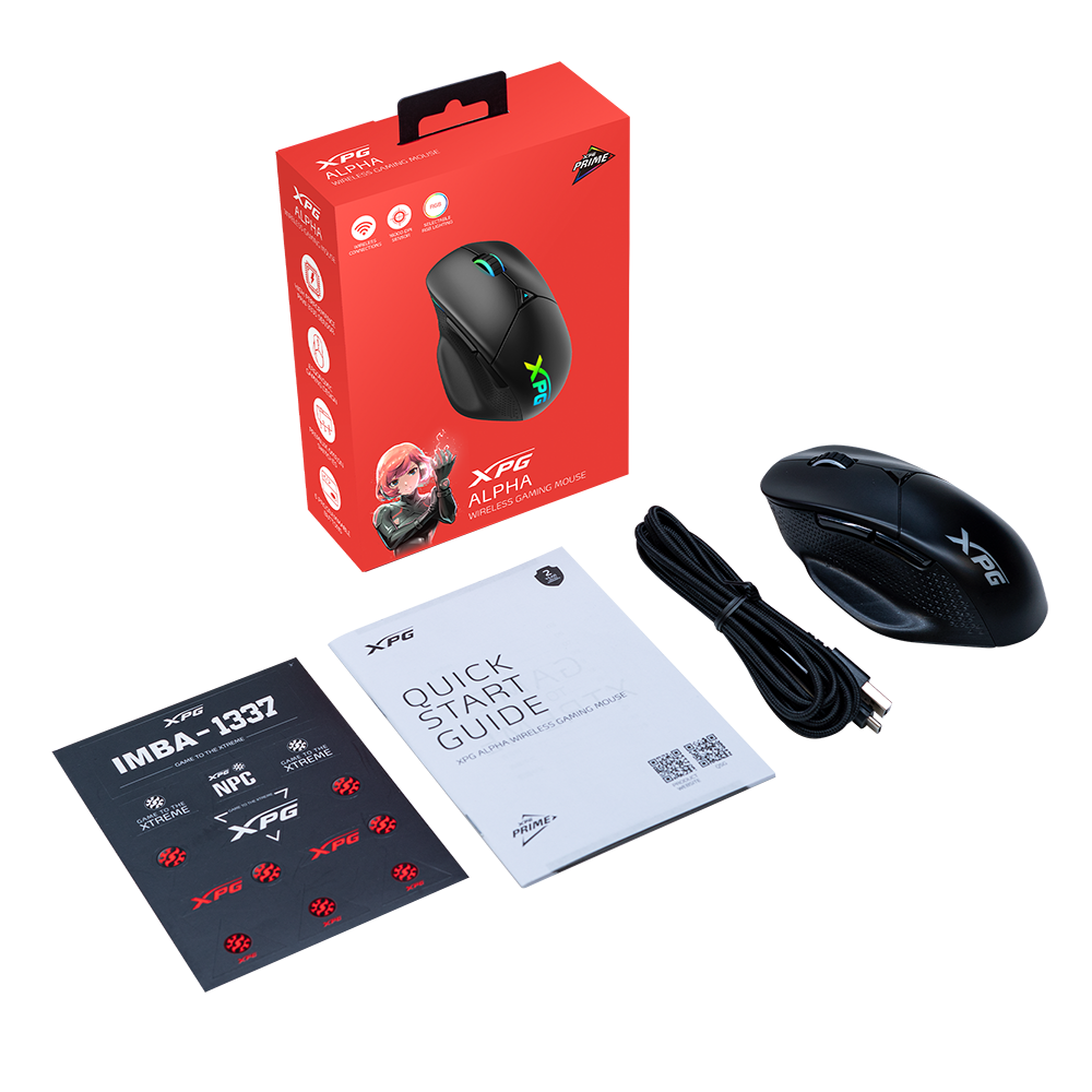 XPG Alpha Gaming Mouse,16,000 DPI, 400 IPS, 6 Programmable Buttons, Ergonomic Design