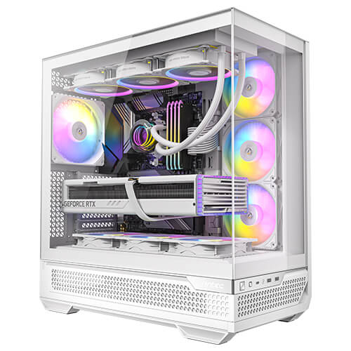 Antec C7 ARGB 4 x 120mm ARGB PWM Fans Included, Vertical GPU Cooling, Type-C 10Gbps, Seamless Tempered Glass Front & Side Panels, 360mm Radiator Support, Mid-Tower E-ATX PC Case