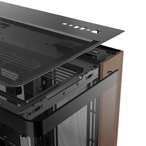 Antec C8 Curve Wood full-tower PC case with panoramic curved glass and dual-chamber cooling