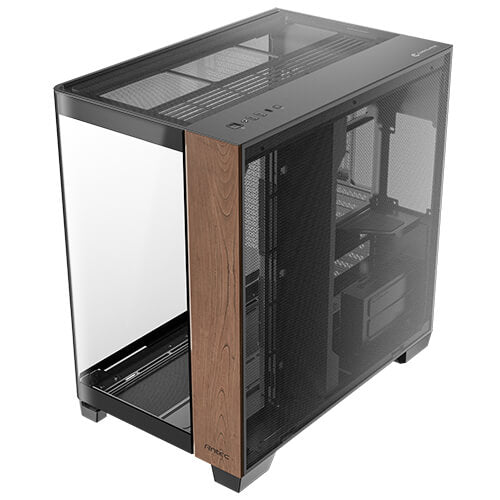 Antec C8 Curve Wood full-tower PC case with panoramic curved glass and dual-chamber cooling