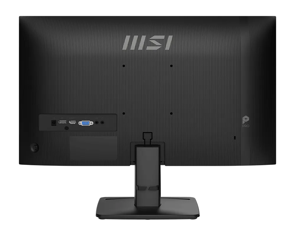Back view of a MSI monitor with ports on a white background