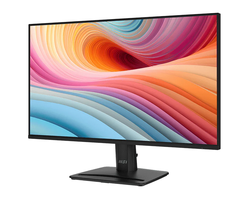 Monitor with colorful display on a white background