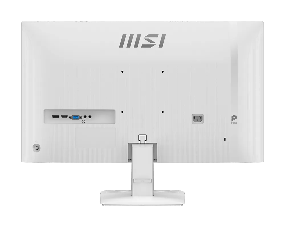 Back view of a MSI monitor with ports on a white background