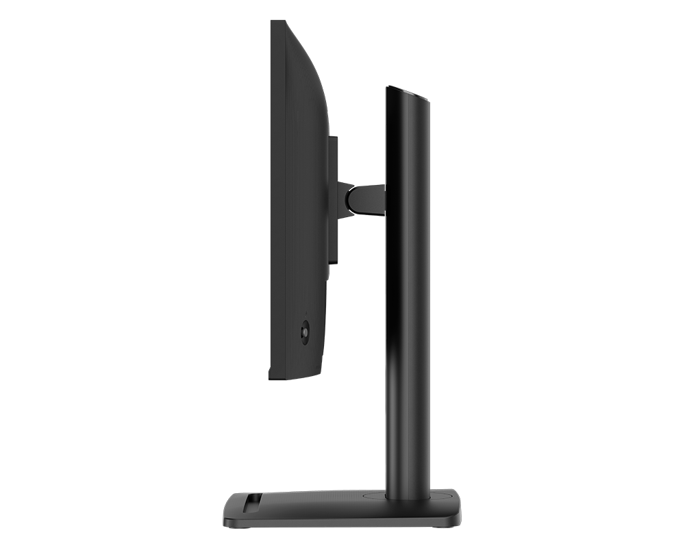 Black computer monitor with stand on a white background