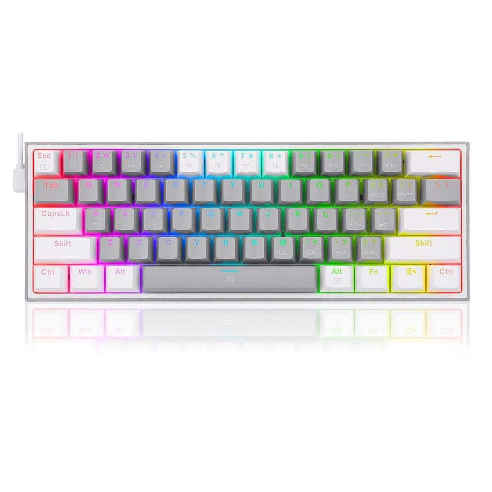 Redragon K617 FIZZ 60% RGB Gaming Keyboard Grey & White