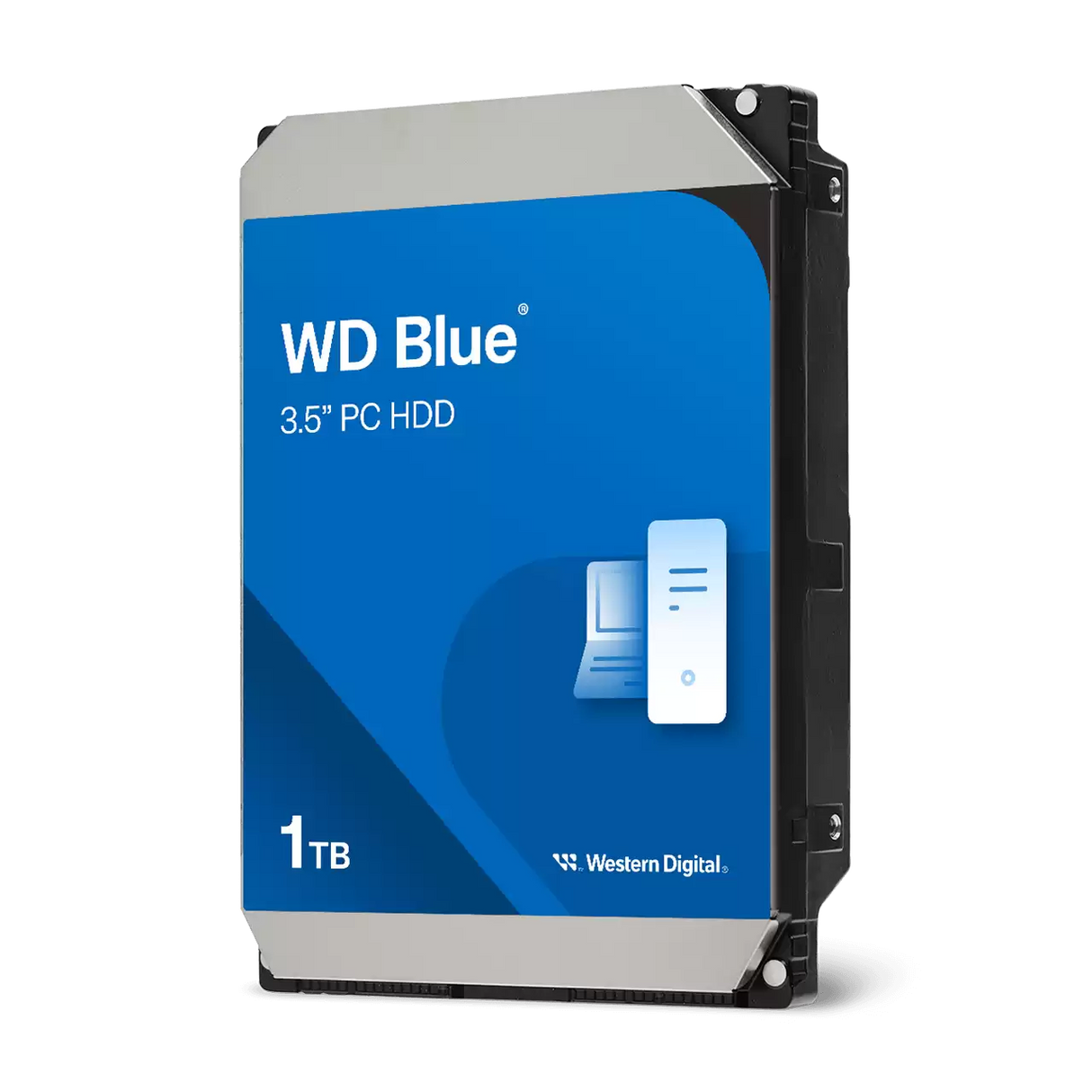 Western Digital WD Blue 1TB hard drive on a white background