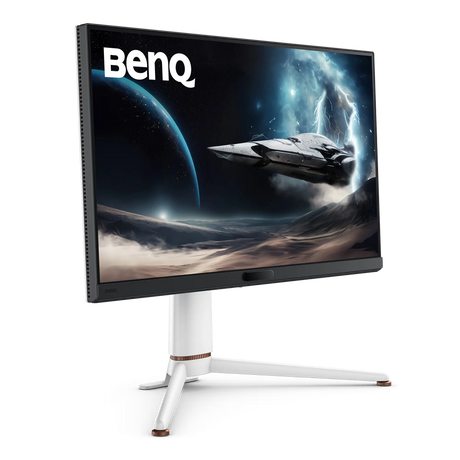 BenQ monitor with space-themed wallpaper on a white background