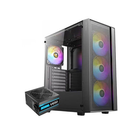 Antec AX65 4Fan ARGB + Atom V650 650W PSU Bundle