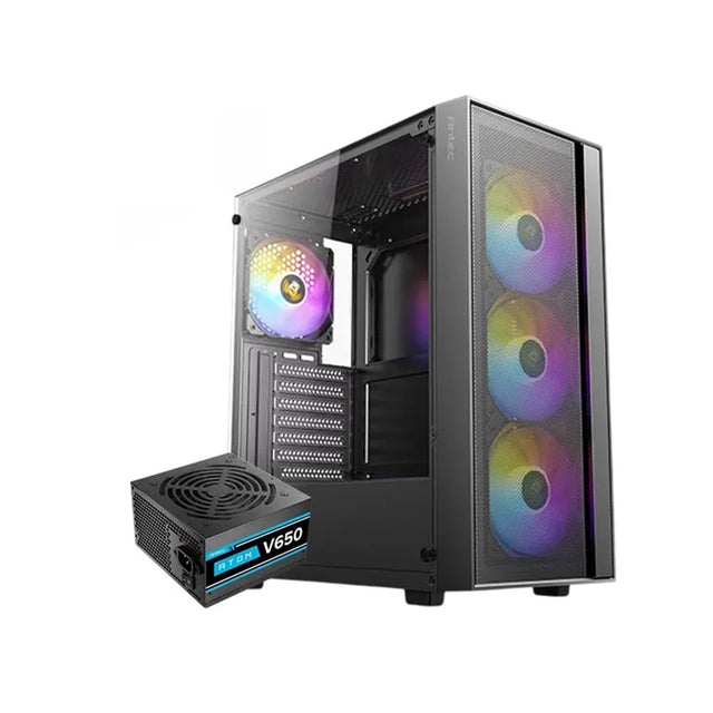 Antec AX65 4Fan ARGB + Atom V650 650W PSU Bundle