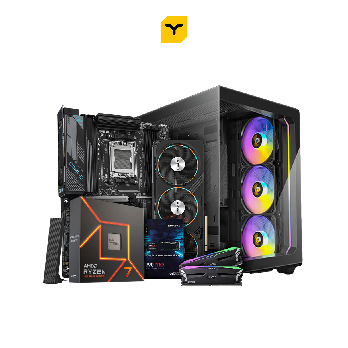 مجموعة ألعاب GIGABYTE X870 GAMING X WIFI7-AMD Ryzen 7 7700X - GIGABYTE RTX 4070 Ti SUPER