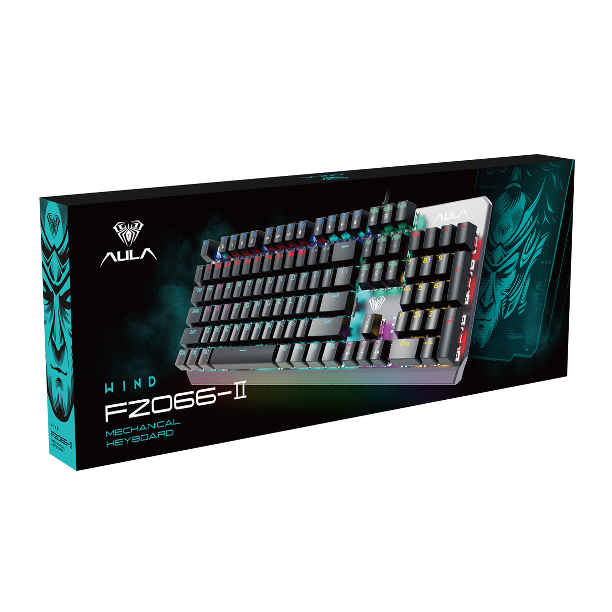 Aula F2066-II Wind Mechanical Gaming Keyboard Blue Switches Arabic & English Keys,Black