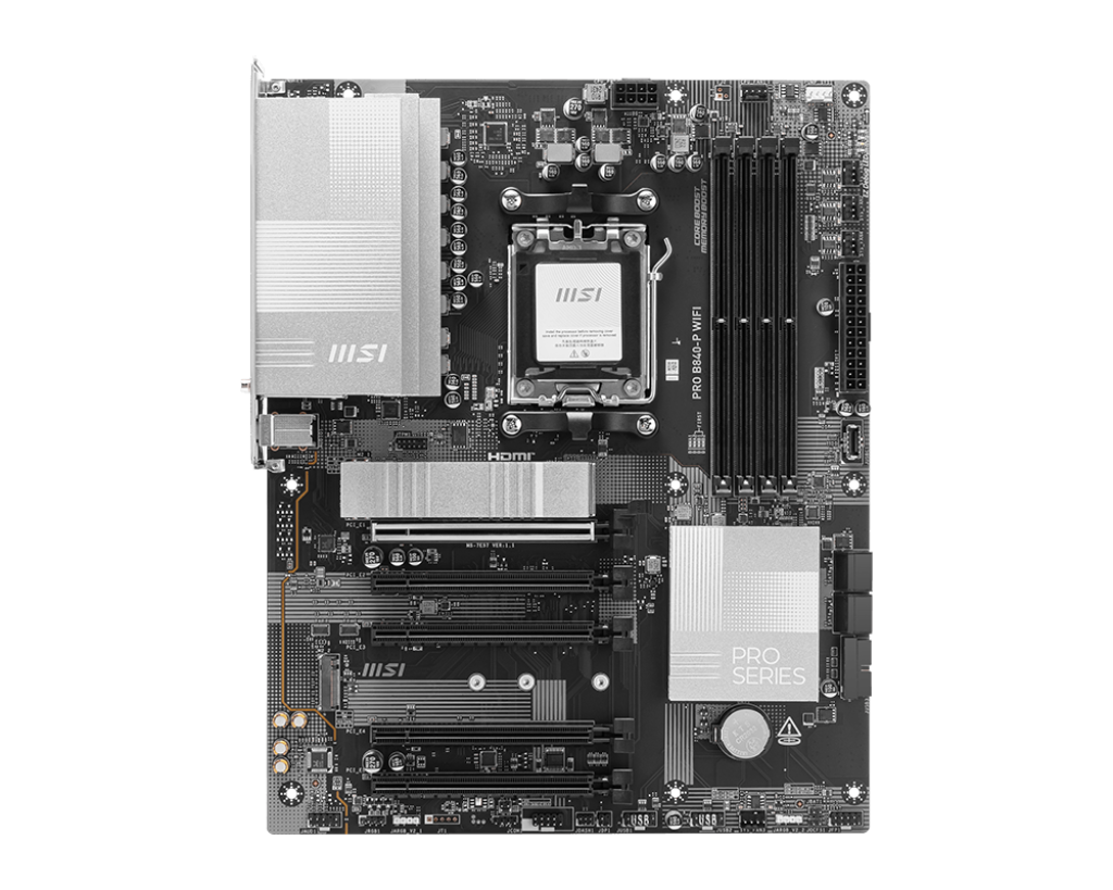 MSI PRO B840-P WiFi Motherboard, ATX - Supports AMD Ryzen 9000/8000 / 7000 Processors, AM5 - DDR5 Memory Boost (8000+ MT/s OC), PCIe 4.0 x16, M.2 Gen4, Wi-Fi 7, 2.5G LAN