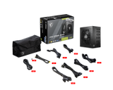MSI MAG A750GL PCIE5 750W 80 Gold Full Modular ATX 3.1 PCIe 5.1 16 دبوسًا 450 واط 120 مم FDB مروحة