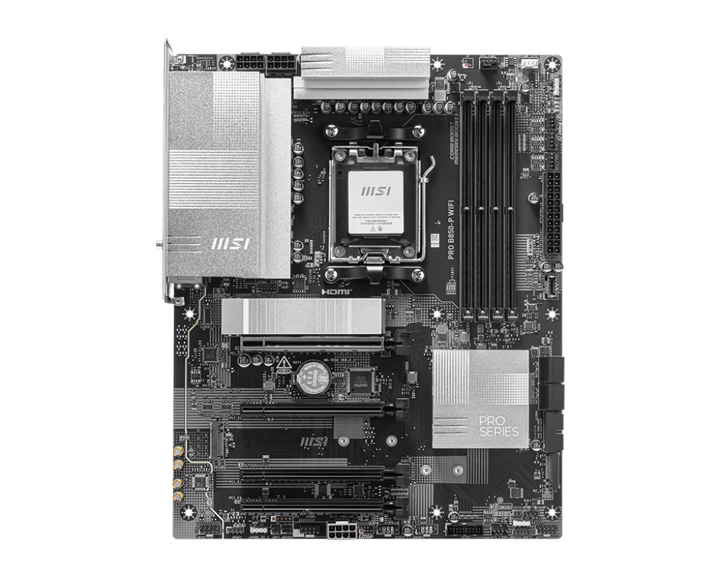 MSI PRO B850-P WiFi Motherboard, ATX - Supports AMD Ryzen 9000/8000 / 7000 Processors, AM5 - DDR5 Memory Boost (8200+ MT/s OC), PCIe 5.0 x16 & 4.0 x16, M.2 Gen5, Wi-Fi 7, 5G LAN